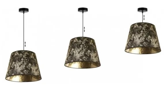 Závesné svietidlo Werona 2, 1x čierne/zlaté textilné tienidlo, g, s