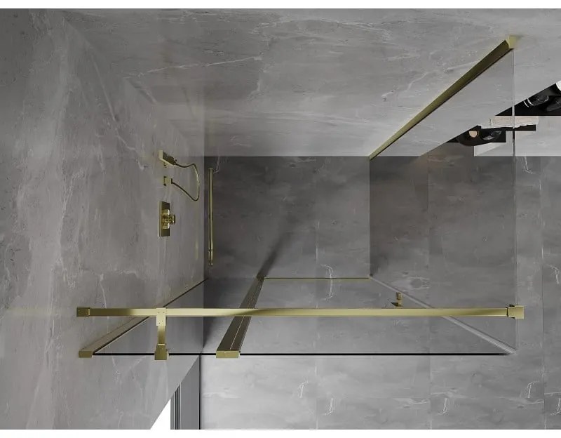 Mexen Mist T, sprchový kút s krídlovými dverami, 75 x 85 cm, 8mm číre sklo, zlatý lesklý profil, 8A4T-075-085-50-00