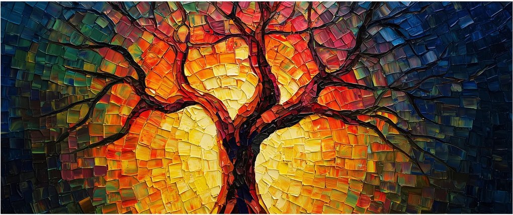 Obraz - Strom života v mozaike (120x50 cm)