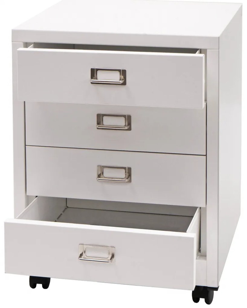 Zásuvková skrinka HWC-L49, kov 55x40x41cm 4 zásuvky - biela