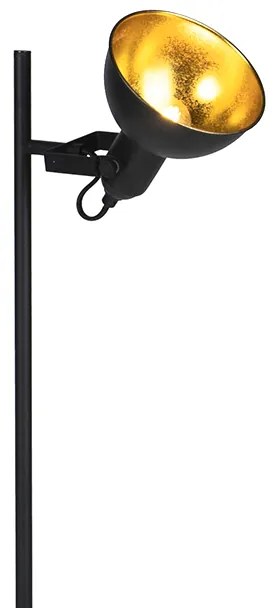 Priemyselná stojaca lampa čierna so zlatom 1-svetlo - Tommy