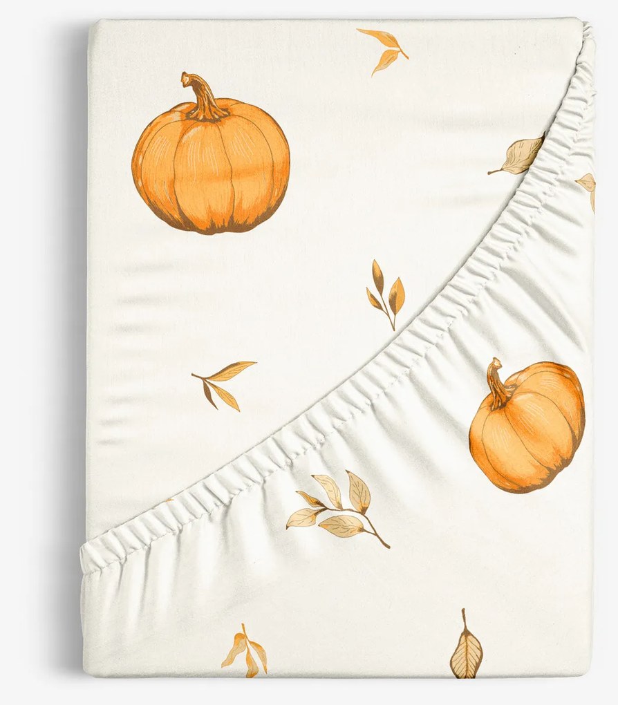 Goldea bavlnená napínacia plachta - jesenné tekvice a lístky 80 x 160 cm