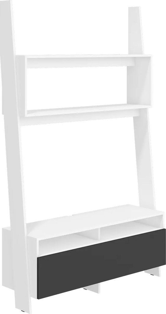MEBLOCROSS Rack RAC-09 tv stolík biela / čierny lesk
