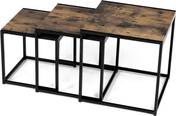 Sada 3 konferenčných stolíkov old wood AF-3003 OLW