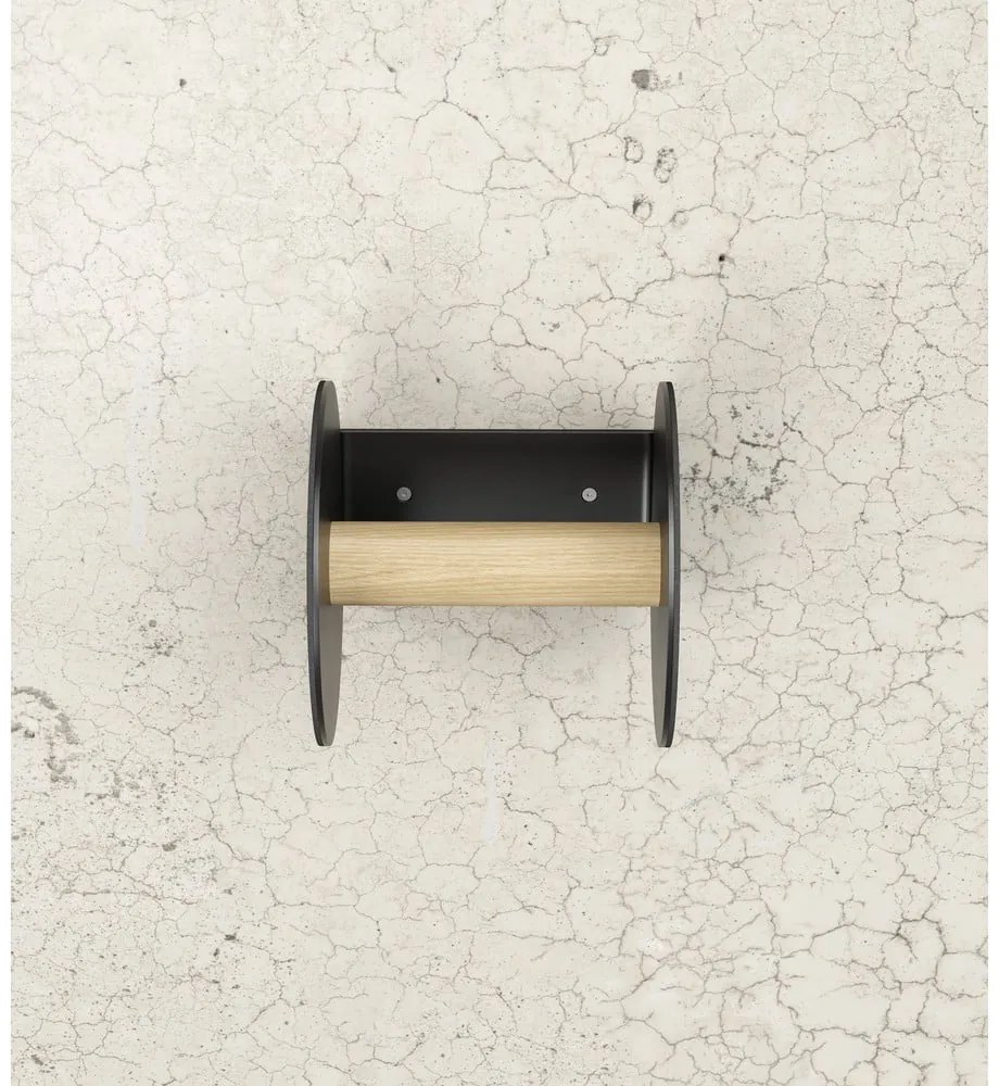 Čierny nástenný držiak na toaletný papier Nupo – LIND DNA