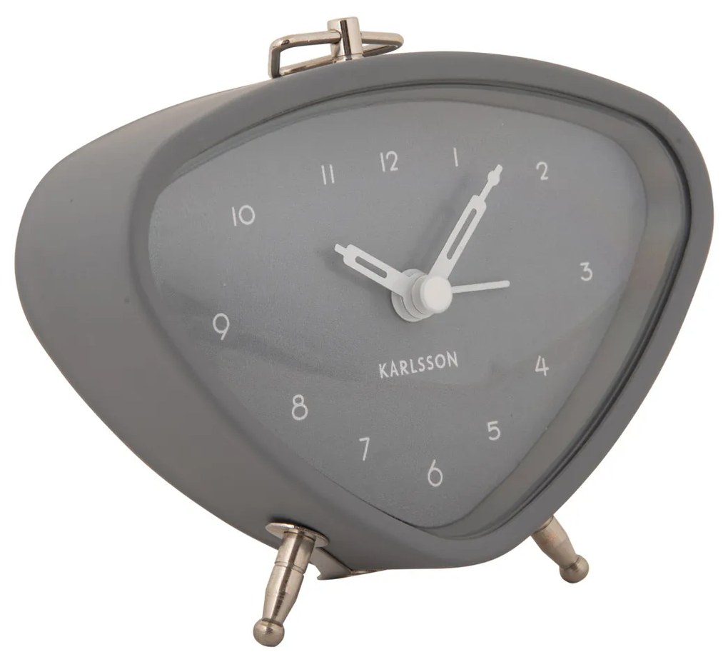 Karlsson KA5946GY Triangle budík 12 cm | Moderný sivý budík s tichým chodom