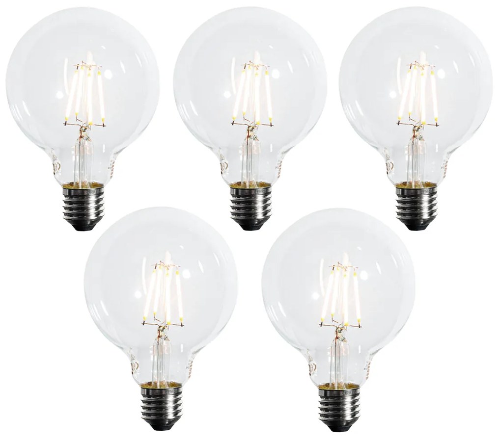 Sada 5 stmievateľných LED žiaroviek E27 s 3 stupňami G95 4W 450 lm 2700K