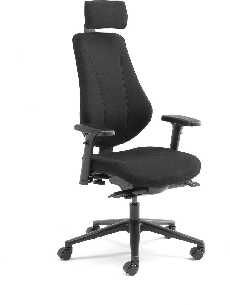 Kancelárska stolička ALFORD, čierna, s nastaviteľnými podrúčkami a opierkou