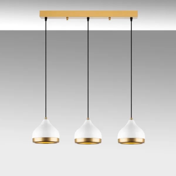 Luster na lanku YILDO 3xE27/40W/230V biely/zlatý