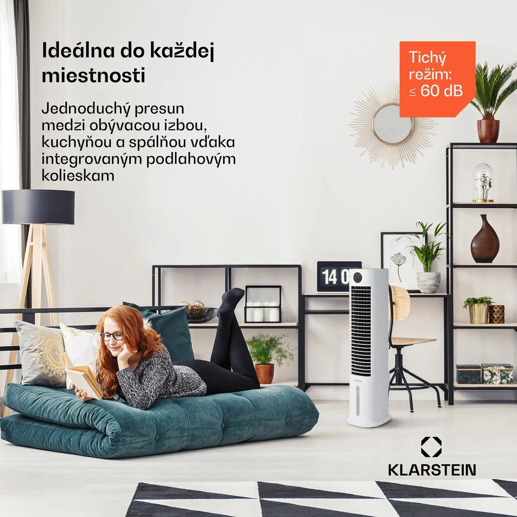 Klarstein Skytower Grand Smart, ochladzovač vzduchu, 80 W, 480 m³/h, 8 l, mobilný