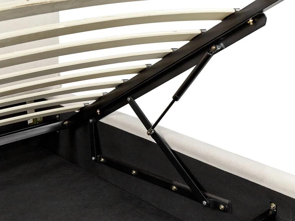 Čalúnená posteľ s úložným priestorom 160 x 200 cm svetlobéžová BAJONNA Beliani