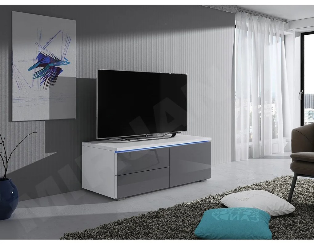 TV stolík Cleo XI P, Farby: biela / čierny lesk