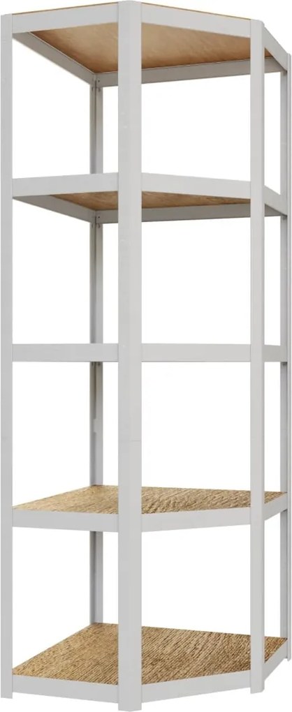 Policový regál rohový bezskrutkový biely rôzne výšky AR Style D-Carbon