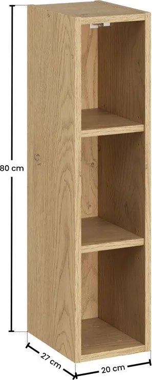 Horní závěsný koupelnový regál UNI 83-20-80 dub cremona