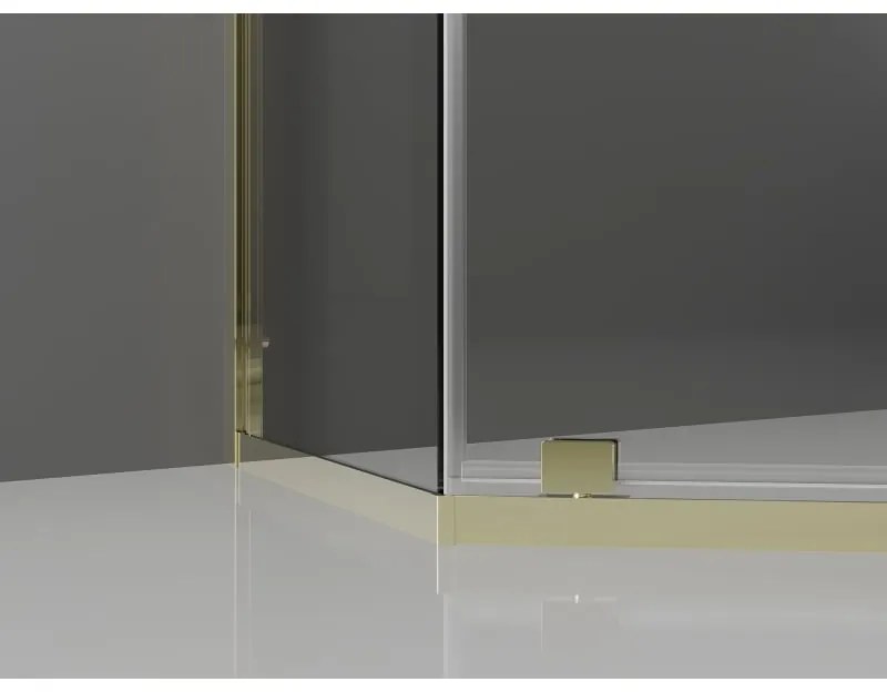Mexen Exo, päťuholníkový výklopný sprchový kút 80 x 80 cm, číre sklo, zlatá, 812-080-080-50-00