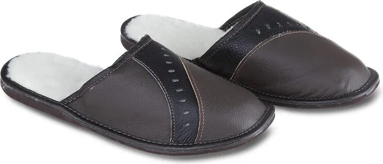 Pánska domáca obuv kožená tmavo hnedá vel. 41