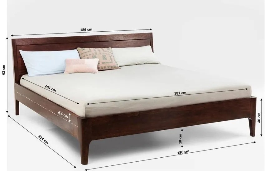Masívna posteľ BROOKLYN 160x200 cm zo sheeshamového dreva v orechovom dekore