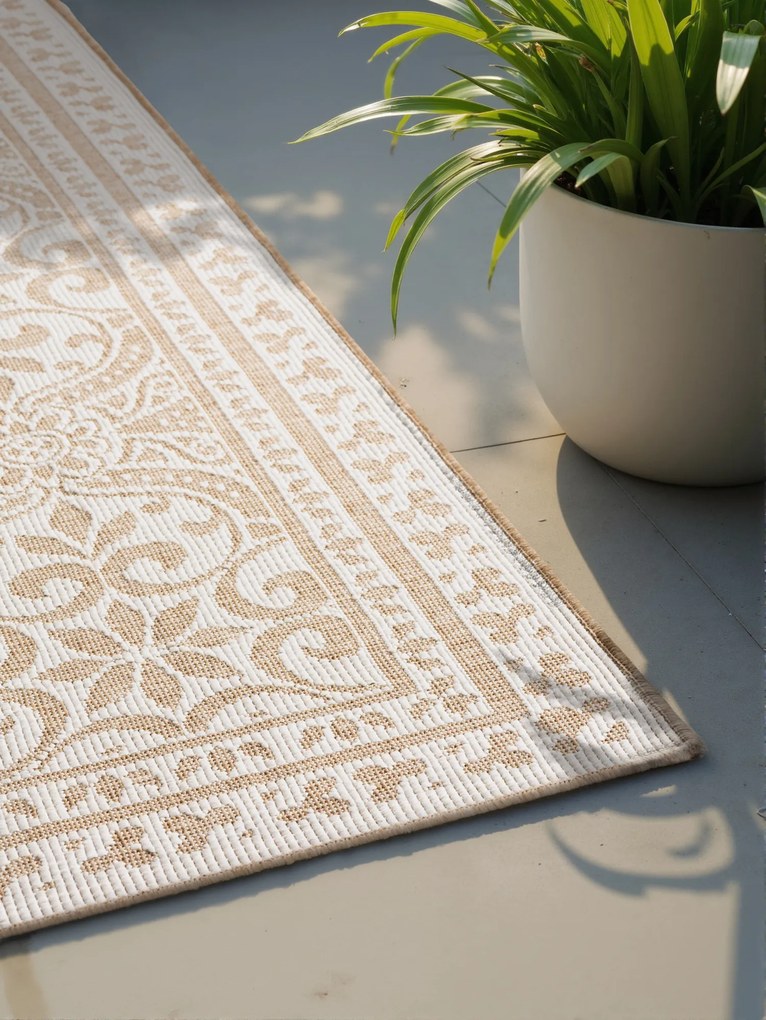 AKCIA: 200x290 cm Kusový koberec Duet Rosel 106252 Beige/White - na von aj na doma, béžová, chodba / predsieň, NORTHRUGS