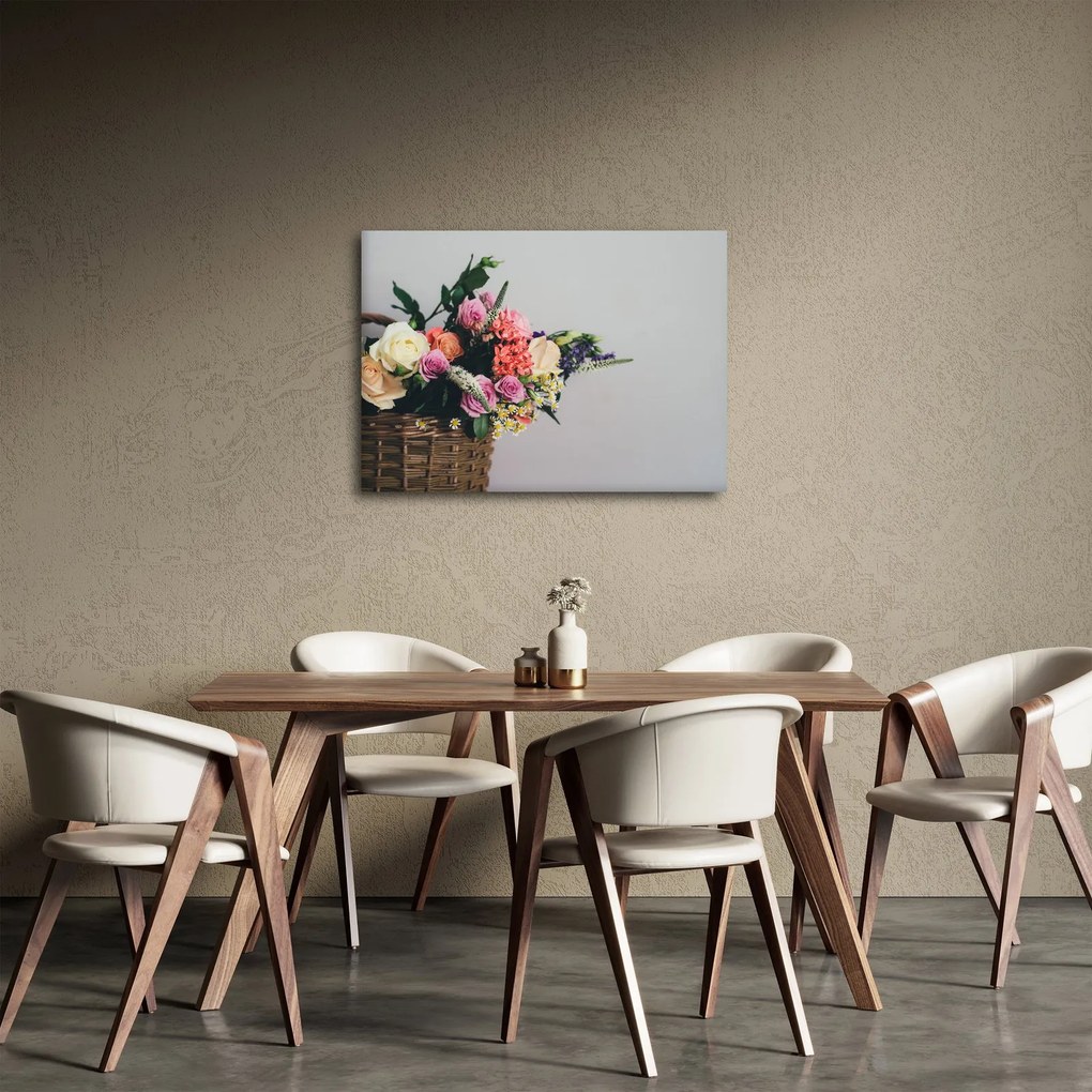 Obraz košíka s kvetinami (70x50 cm)
