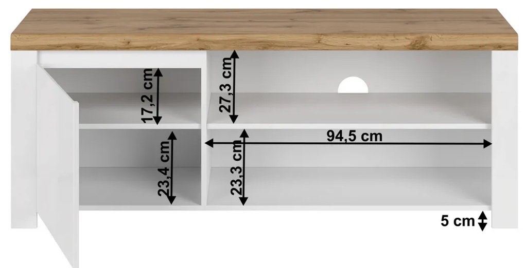 Stojan na televízor VILGO 1D160, lesklá biela