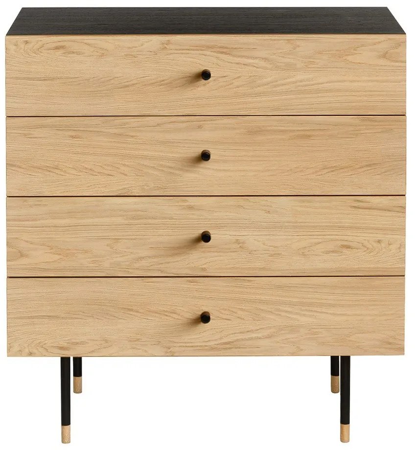 Vysoká komoda v dekore duba v čiernej a prírodnej farbe 80x87 cm Jugend – Woodman