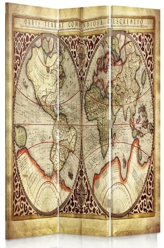 Gario Paraván Stará mapa sveta Rozmery: 180 x 170 cm, Prevedenie: Klasický paraván