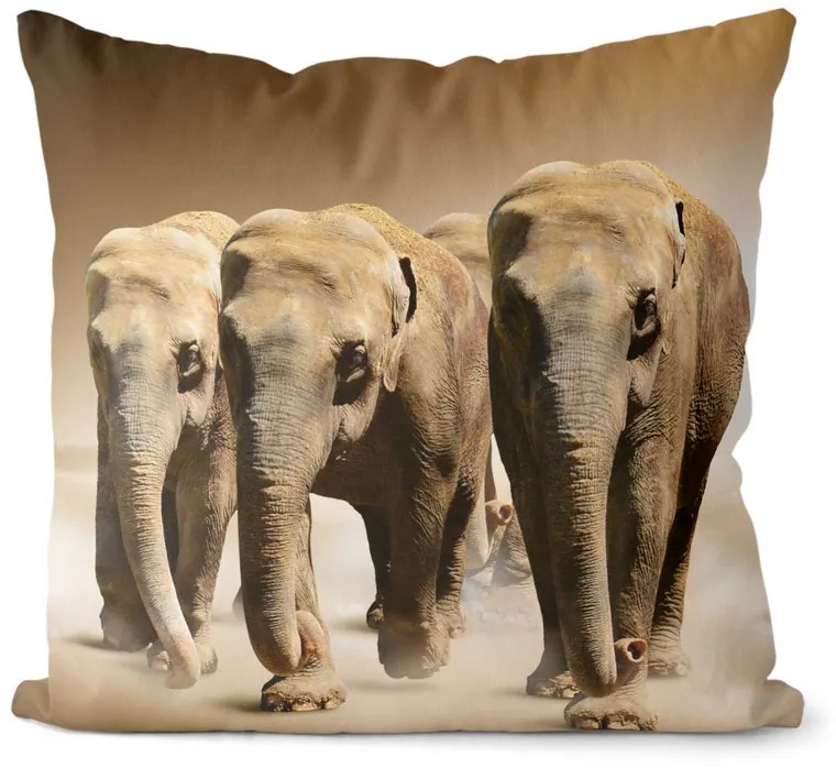 Vankúš Stádo slonov (Veľkosť: 40 x 40 cm)