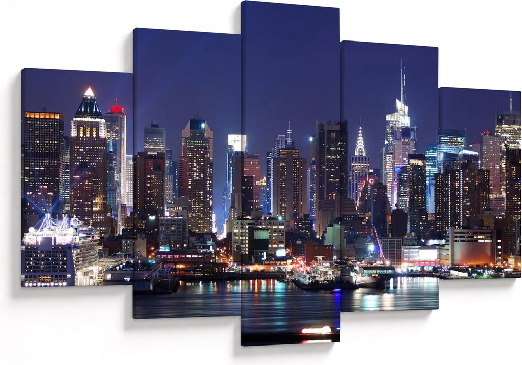 Obraz - Osvetlené New Yorské mrakodrapy (150x105 cm)