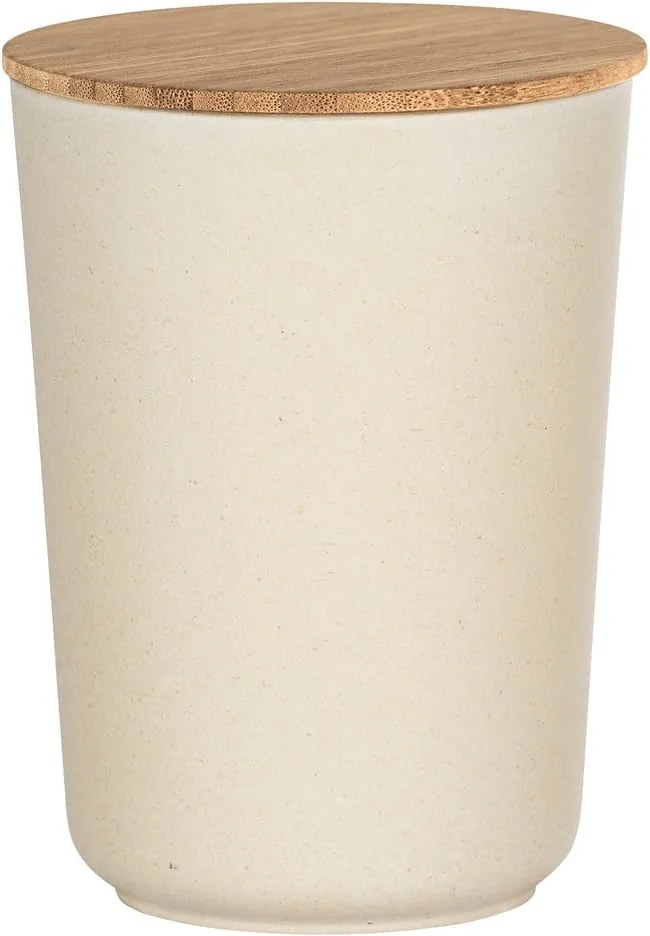 Béžový úložný box s bambusovým vekom Wenko Bondy, 700 ml