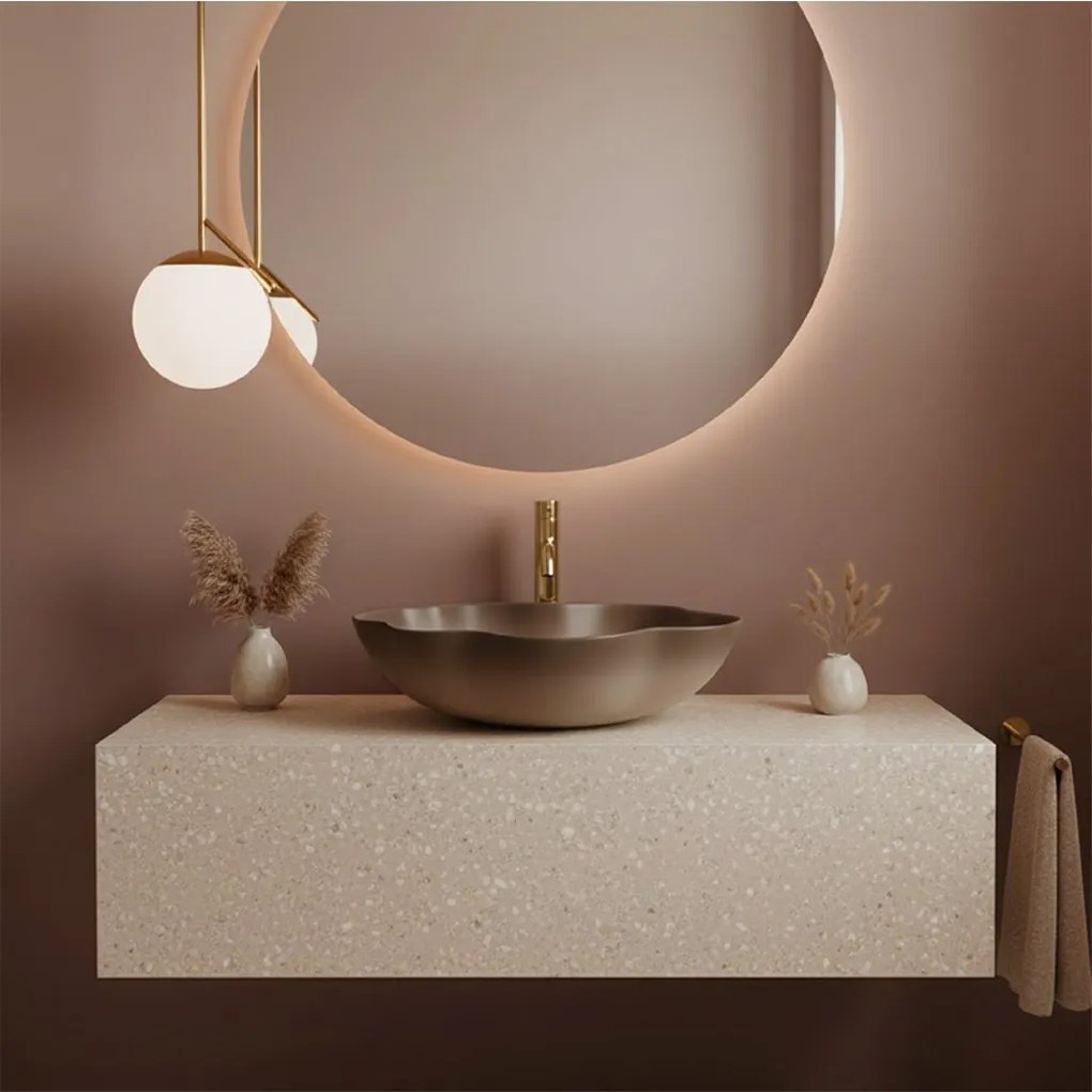 Rea Pearl, umývadlo na dosku 505x380x135 mm, béžová-hnedá-Ombre, REA-U0629