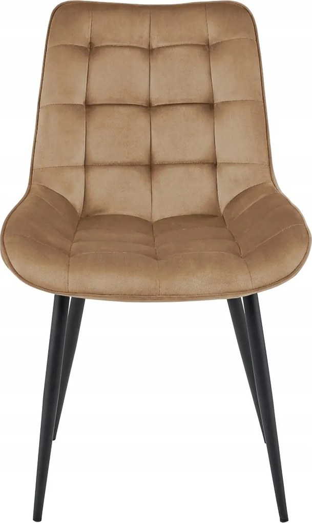 Hnedá zamatová stolička BERA s čiernymi nohami
