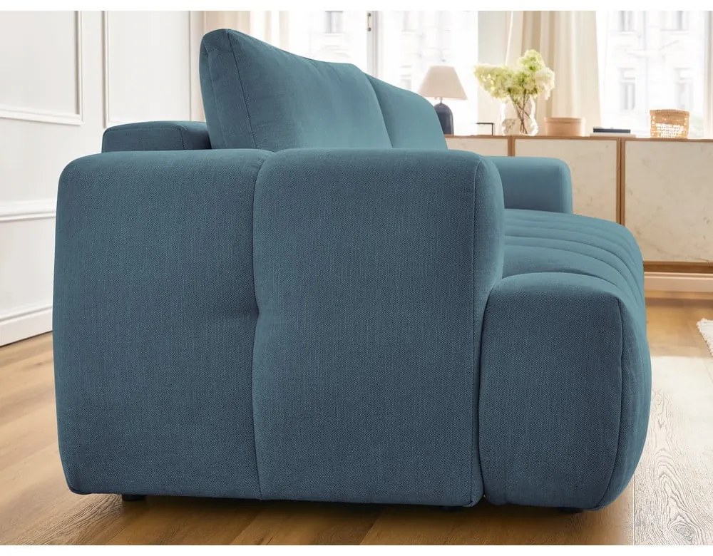 Modrá rozkladacia/s úložným priestorom pohovka 251 cm Fuji – Bobochic Paris