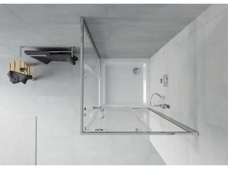 Mexen Rio štvorcový sprchovací kút 90 x 90 cm, 6mm sklo, chrómový profil-číre sklo + slim sprchová vanička 5cm, 860-090-090-01-00-4010