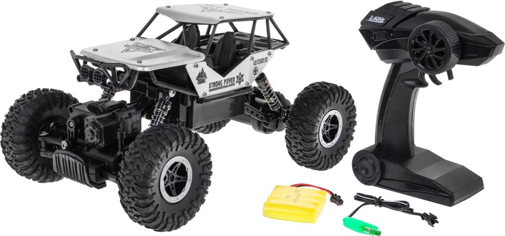 Ramiz Crawler Monster pre deti 6+ Strieborný model na diaľkové ovládanie 1:18 Extrémna jazda