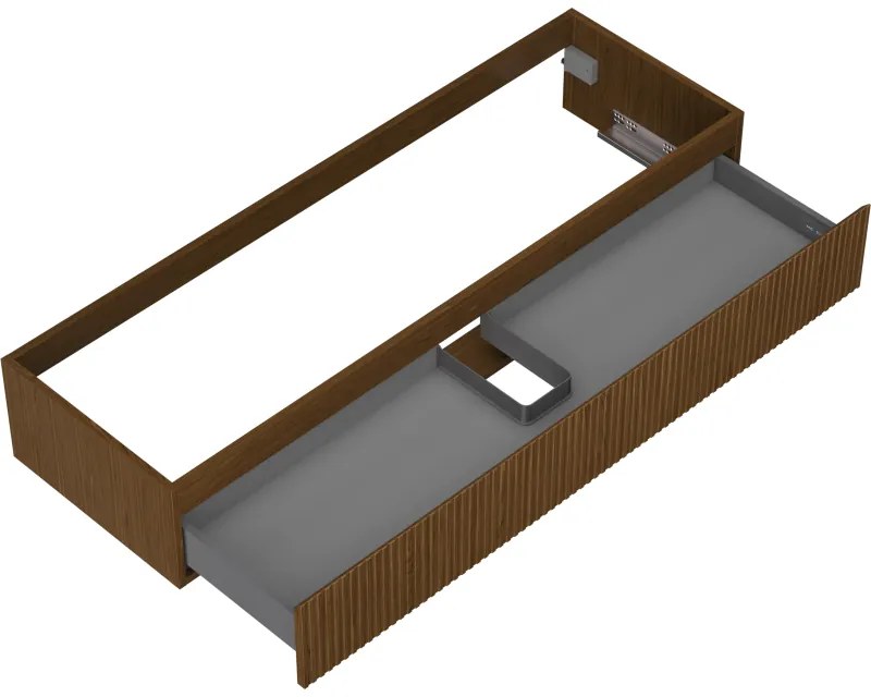 Mexen Rivel, kúpeľňová skrinka pod umývadlo 140 cm, 1 zásuvka, drážkovaná, orech, 91A20-14023-1-BF86