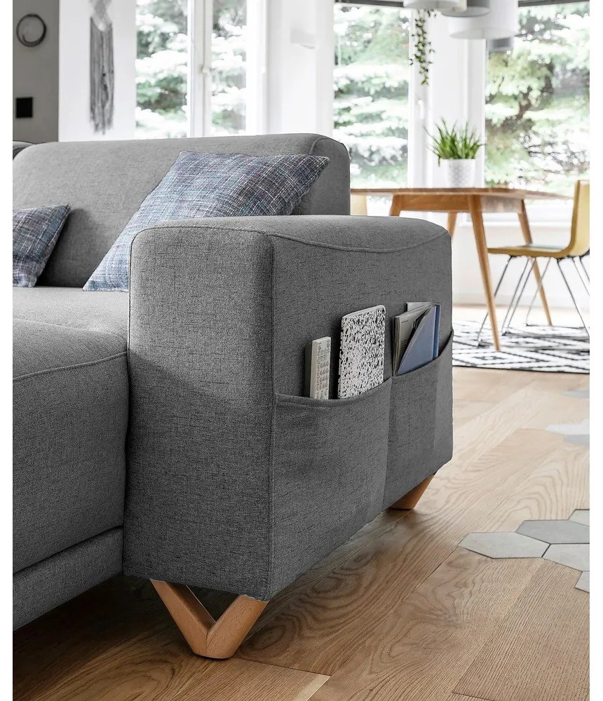 Sivá rozkladacia/s úložným priestorom rohová pohovka (ľavý roh/do tvaru "U") Classy Sophie – Miuform