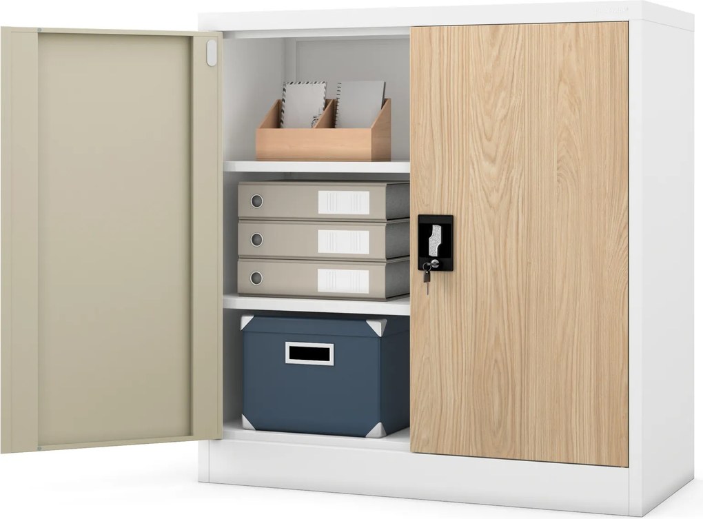 Skrinka na dokumenty, nízka, biela/dub Sonoma, 900x930x400 mm: BEATA Eco Design