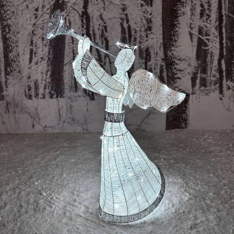 DECOLED LED svetelný anjel 122 cm, LED biela, IP44