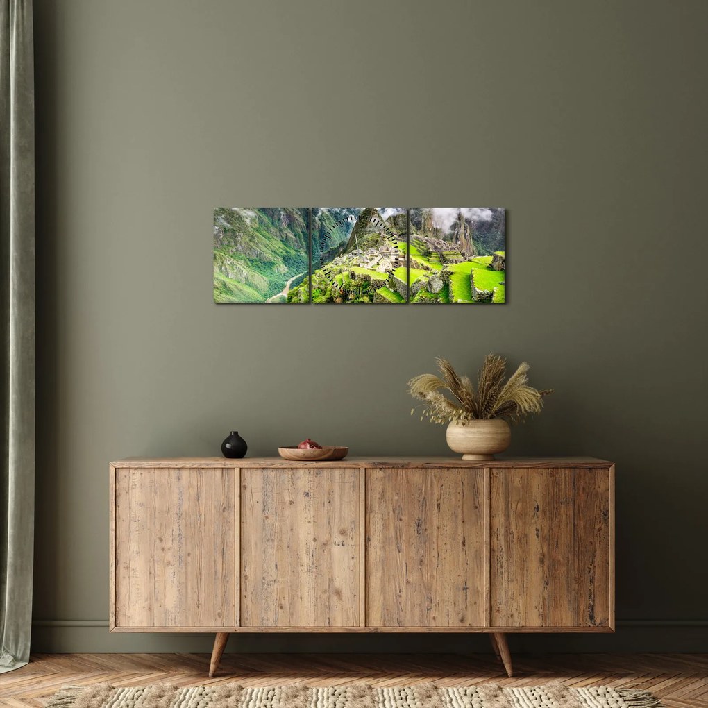 Obraz - Machu Picchu (s hodinami) (90x30 cm)