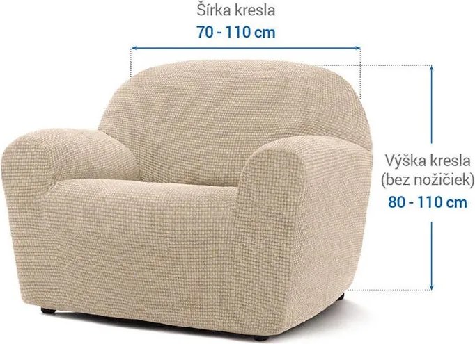 Super strečové poťahy NIAGARA smotanová kreslo (š. 70 - 110 cm)