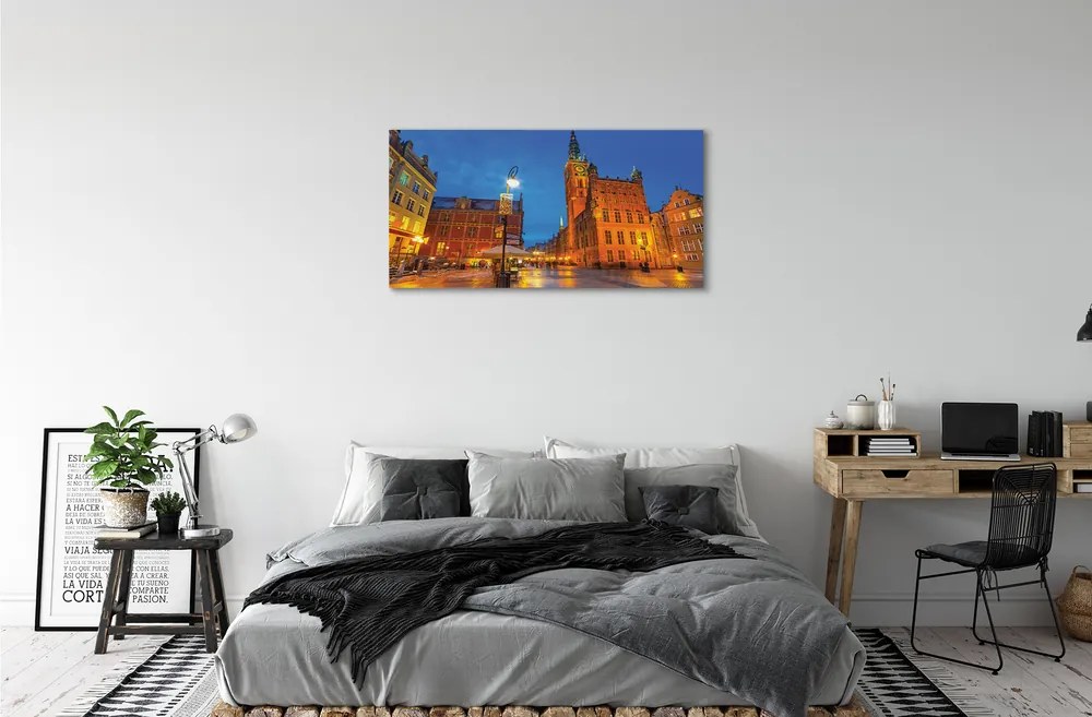 Obraz na plátne Gdańsk Staré Mesto v noci kostol 120x60 cm