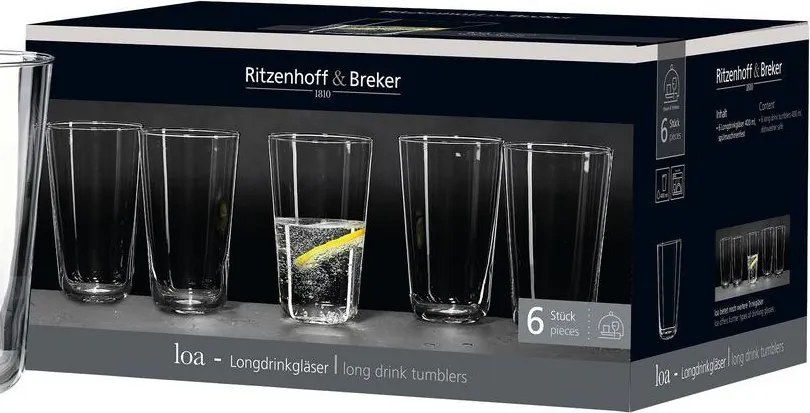 Poháre na nápoje (6 ks) Loa, 400 ml