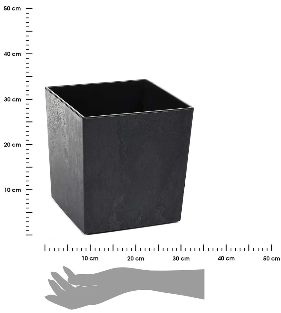 PLASTOVÝ KVETINÁČ FLORE 25X25 CM IMITÁCIA BETÓNU ČIERNA