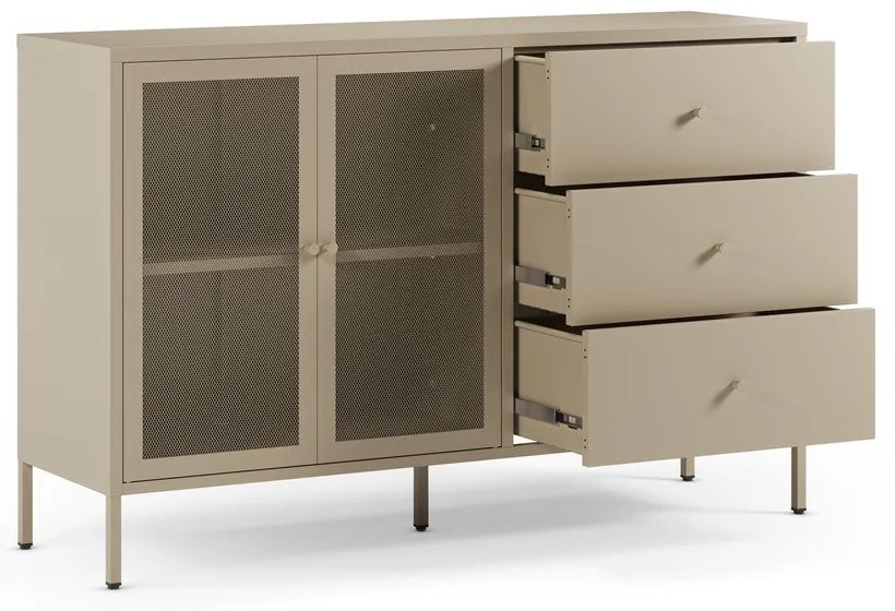 Krémovobiela kovová komoda 140x90x40 cm Fayna – Marckeric