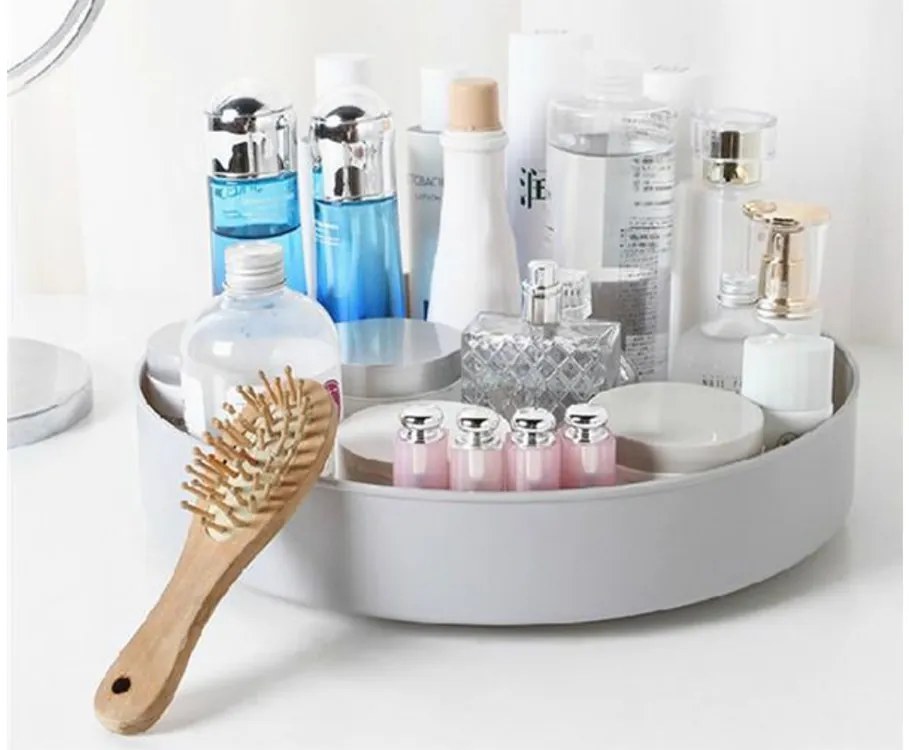 VERK GROUP Otočný organizér, otočný miska, LAZY SUSAN, otáčecí o 360, průměr 22cm - bílý