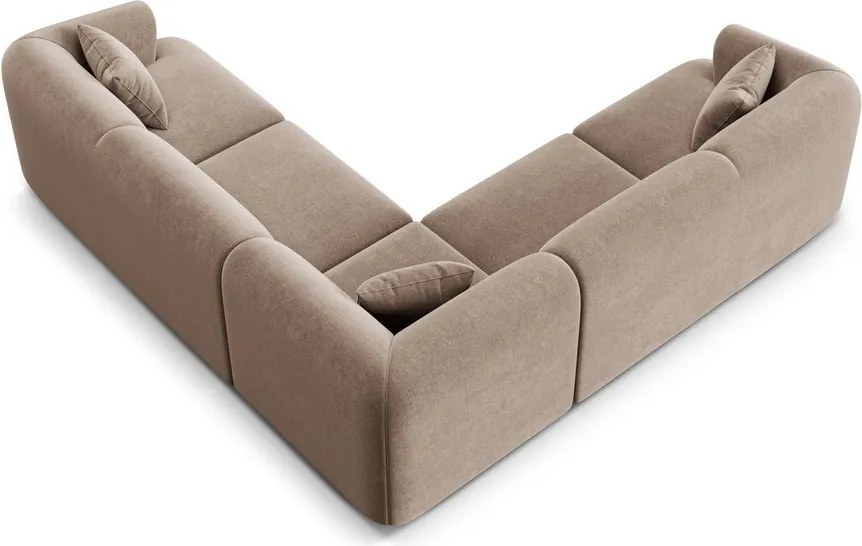 Svetlohnedá zamatová rohová pohovka Campi – Cosmopolitan Design