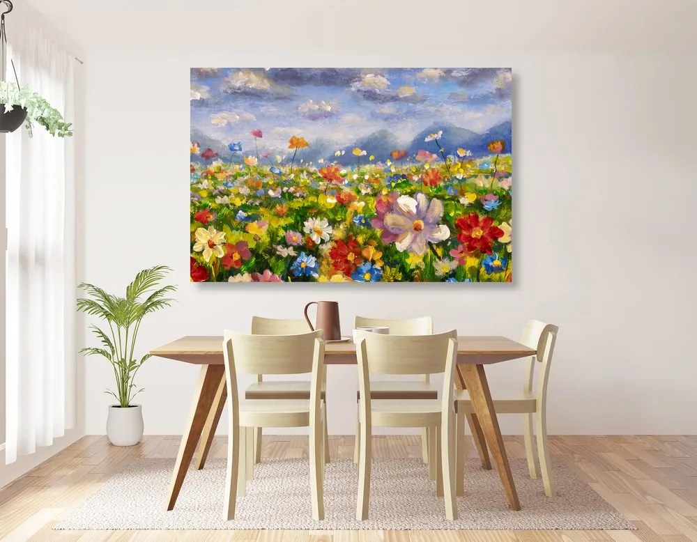 Obraz olejomaľba divoké kvety - 90x60
