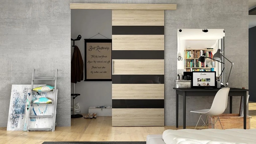 Posuvné dvere Rubi 70 V, Farby: choco / biely lacobel