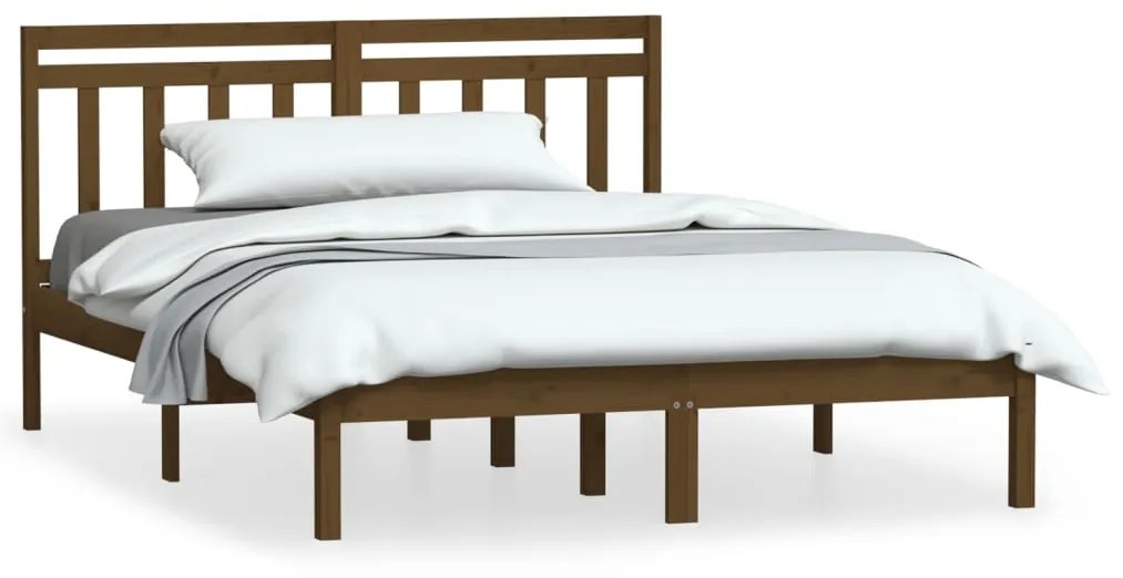 vidaXL Posteľný rám medovohnedý masívne drevo 135x190cm 4FT6 dvojlôžko