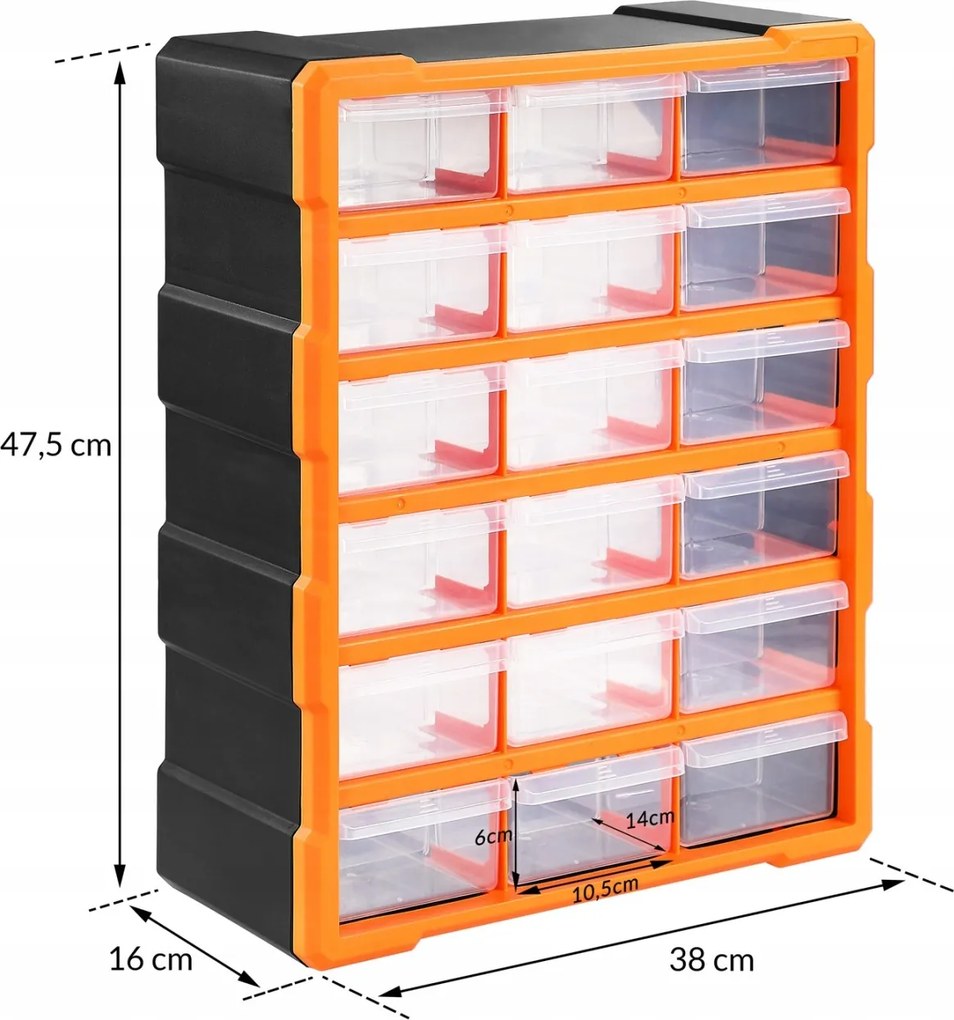 Organizér Damir s 18 priehradkami čierny/oranžový